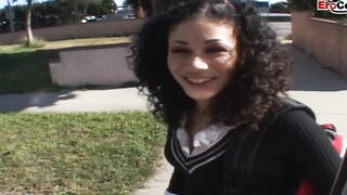 18yo Hispanic 18 Yo with natural titties pick up at the street for vehicle sex