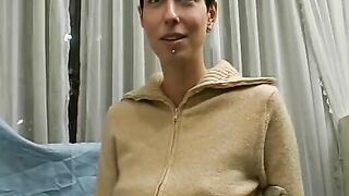 Short Hair 18 year old fisting herself