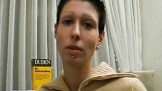 Short Hair 18 year old fisting herself