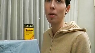 Short Hair 18 year old fisting herself