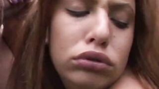 Adorable Cutie moans as her soak holes are fuck rough by big poles
