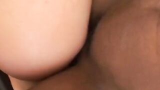 Blonde bimbo sucks and gets pounded by african and white studs on the couch