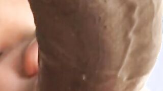 Honey skin black deep throats ebony penis before rough nailed