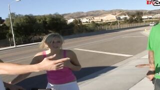 18yo blonde Barely Legal with tiny pierced boobs gets a jizzed into her vagina