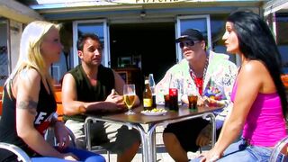 Cumshot Sex Party - 2 couples sex party on a Californian beach