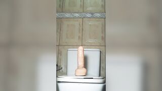 Mirella Delicia sexual bitch having fun inside the toilet sitting Goddess on the vibrator