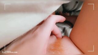 Miniature snatch masturbates under the blanket . Rubbing little cunt and penetrates finger in a juicy