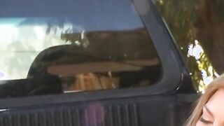 Vampish starving cunt with mouth loves to be boned inside the pickup truck