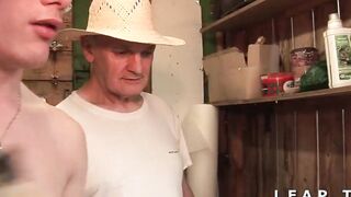 Amazing little thot with long jugs and long booty caught into a 3 way with grandpa