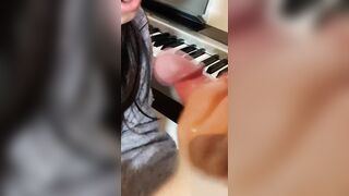 Oral Sex on the piano - again interrupted by a rough dick.