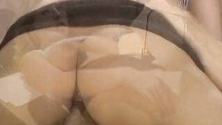 Crazy dark haired has a penis into her vagina and a sex toy into her butt inside an