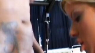Goddess blonde gets anal beads inside her booty and a big african dick to nailed her