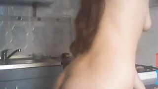 lexy play with her fingered into kitcken