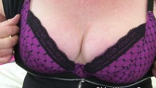 Big Tit old Fiona plays with her tight cunny