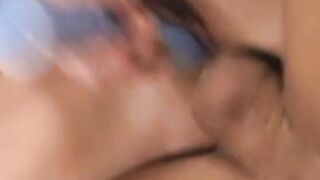 Voluptuous dark haired thot fucks her vagina with a dildo while ride a fat big penis