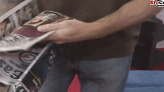 Thin red haired thot with big legs and tiny jugs pick up for sex
