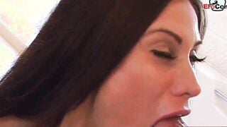 Dark Hair Hot with huge titted gets her asshole banged and a facial after