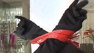 Dude sees freaky dark hair with bald snatch and sticks his tongue and penis into butt