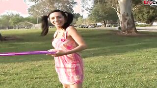 Slender Teenagers with tiny natural boobs pick up for sex and a mouth creampie
