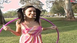 Slender Teenagers with tiny natural boobs pick up for sex and a mouth creampie