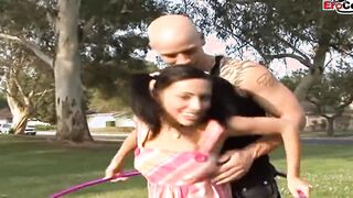 Slender Teenagers with tiny natural boobs pick up for sex and a mouth creampie