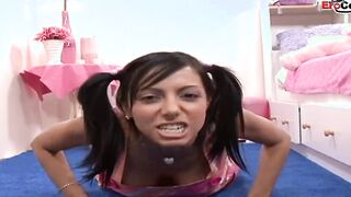 Slender Teenagers with tiny natural boobs pick up for sex and a mouth creampie