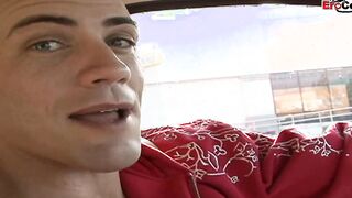 Slender Teenagers with tiny natural boobs pick up for sex and a mouth creampie