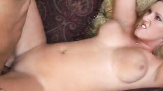 Blonde beauty's licking a dildo to slip it inside her vagina