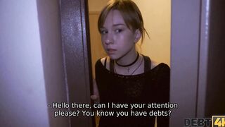 DEBT4k. Naive gal has to please sensual needs of hung debt collector