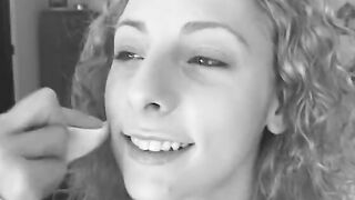 Curly haired blonde flashes her vagina outside and ride dick for cum reward