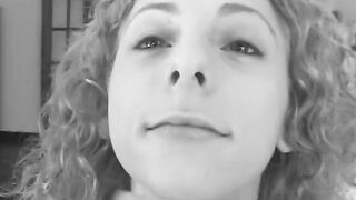 Curly haired blonde flashes her vagina outside and ride dick for cum reward