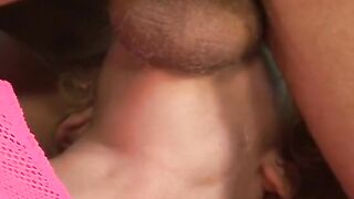 Curly haired blonde flashes her vagina outside and ride dick for cum reward