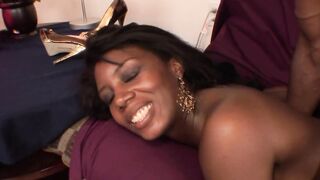 Lucky huge dick ebony guy fucks this adorable young black princess inside her cunt