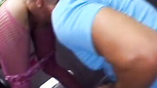 Fit stud gets to bang a Beauty dark hair into the toilets