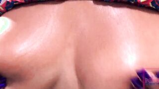 Nina Rivera oiled up into her bikini before she blows my PENIS