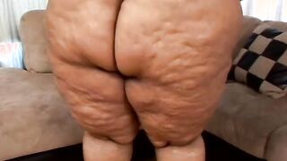 Bro shoves a vibrator into BBW black's twat then fucks her on the sofa