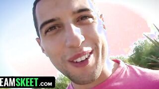 Titty Attack - 2 Cutie Dark Haired With Huge Melons Shares Customers Long Juicy Shaft