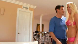 Sissy's hubby watches amazing blonde whore ex-wife got plowed by a real bull