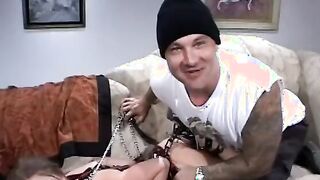 Young babe siren inside red vinyl gets banged! inside every hole by freaky gang of dicks