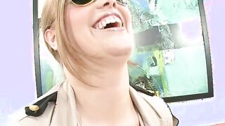 BBW blonde offer her man a deeply head while holding onto her bouncing bazookas