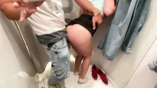 Outdoor Fucked while Trying new clothes into shopping center