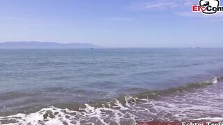 Slender mexican hispanic 18 nailed into outdoor at the beach on vacation