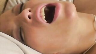 Freaky chick and her young lesbo friend can't got enough cuddling and sex toy fucking inside bed