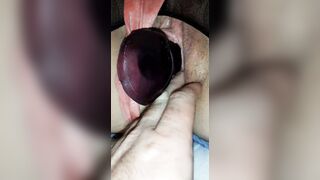 Double penetration with long cucumber