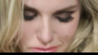Vulgar blonde thot 19 year old gets naked & teases soak tight vagina to orgasm