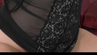 Irresistible long-tit blonde beauty into underwear fucks her snatch for orgasm