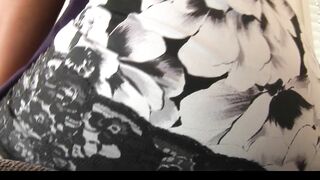 Huge-booty dark haired mistress gets naked down to finger her pink vagina