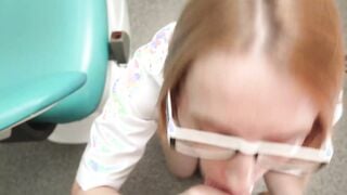 Ukrainian dentist seduced an intern at work and he pounded her rough into the butt and cum on face inside 4K