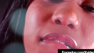 Black Enchantress Jenna Foxx Blows Pale Dick To Got Her Cum!