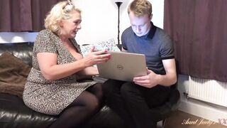 AuntJudysXXX - 48yo Big Tit BBW Camilla Fucks the Computer Bro